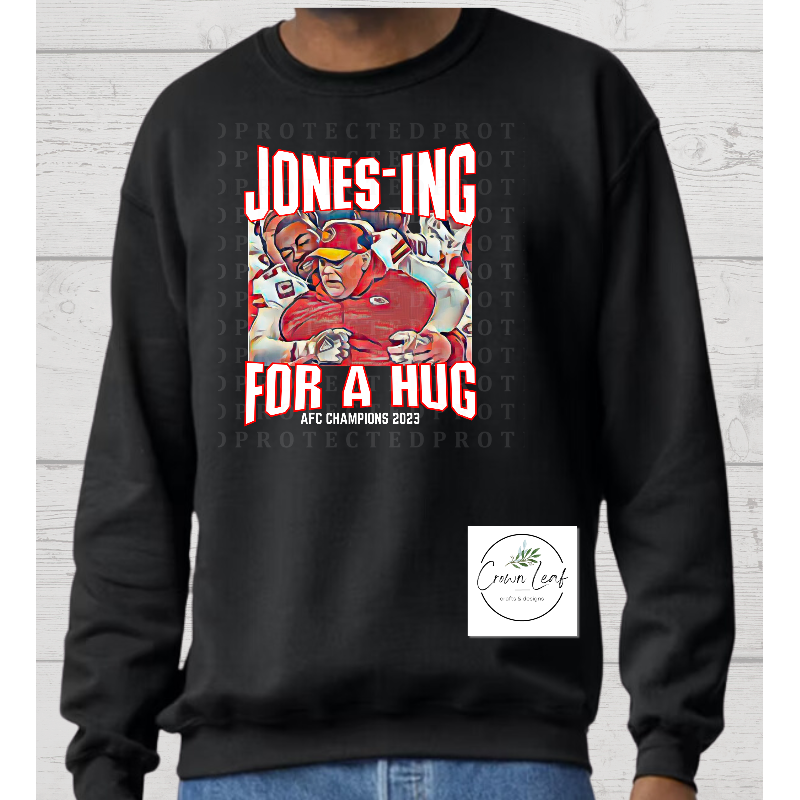 Jones-ing for a Hug [Black Gildan Softstyle Tee, Crewneck Sweatshirt or Hoodie] Main Image